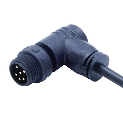 PA66 Conector impermeável tipo parafuso M12 cabeça de cotovelo para energia elétrica IP68
