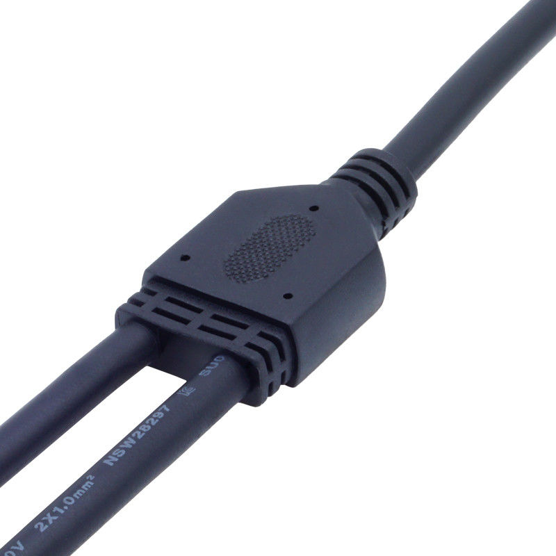 Conector preto IP67 à prova d'água com classificação de corrente 8A tipo Y para aplicações de 250 V