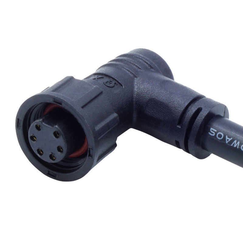 PA66 Conector impermeável tipo parafuso M12 cabeça de cotovelo para energia elétrica IP68