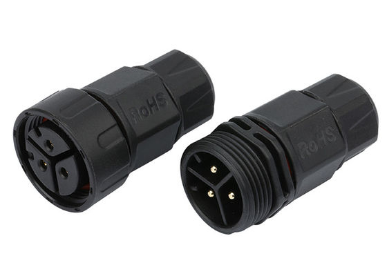 3 dos conectores impermeáveis do cabo distribuidor de corrente do Pin conectores fêmeas masculinos para a iluminação exterior do diodo emissor de luz